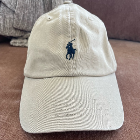 Polo Ralph Lauren Accessories - Polo by Ralph Lauren Beige Cap with Navy Logo - worn 2x!
